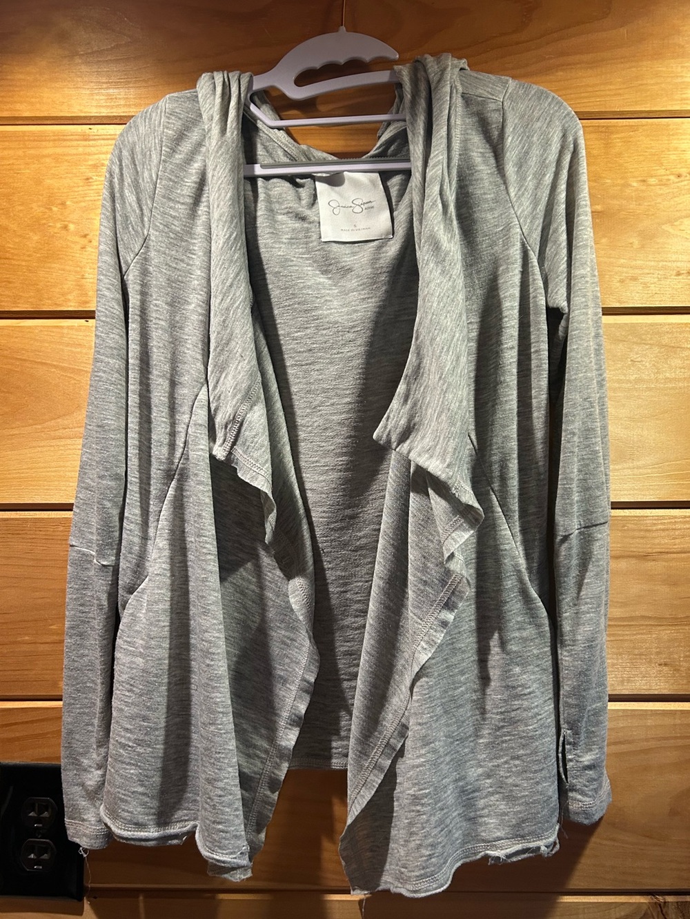 Women’s Grey Draped Hooded Long Sleeve